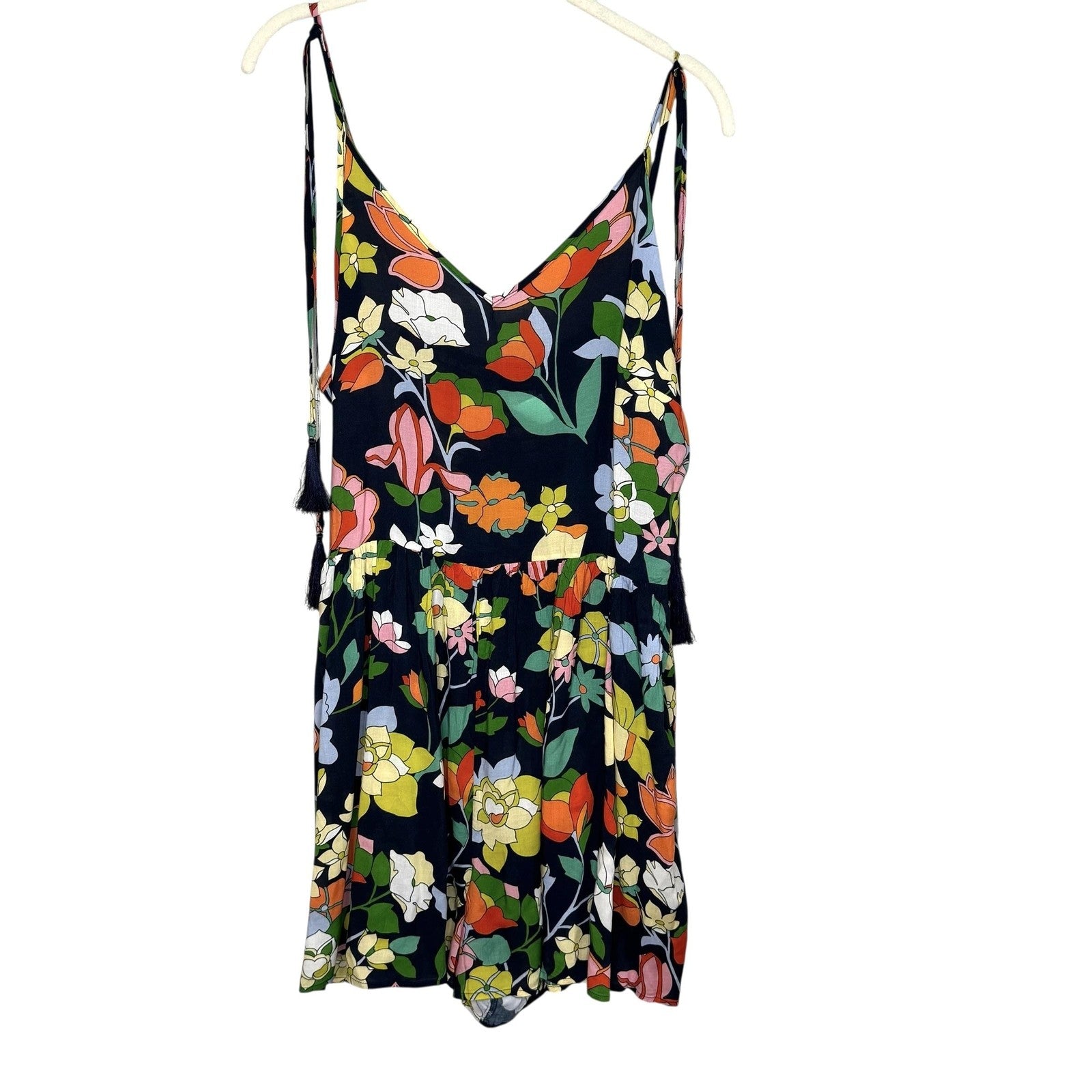 Kate Spade Romper Cover Up Womens Medium Blazer Floral Sleeveless Tassel Dress