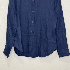 J.Crew Shirt Womens 4 Navy Baird McNutt Irish Linen Slim Button Down Long Sleeve