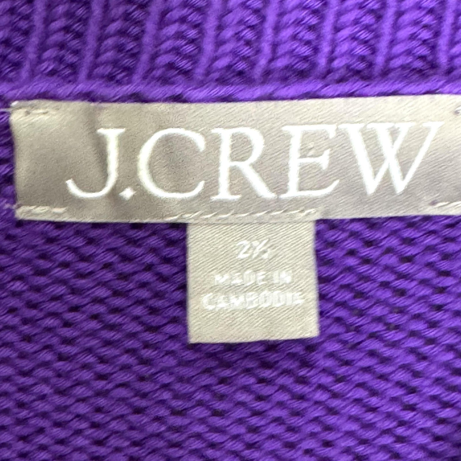 J.Crew Sweater Womens 2X Purple Cotton Ribbed Crewneck Drop Shoulder FA23 BS945