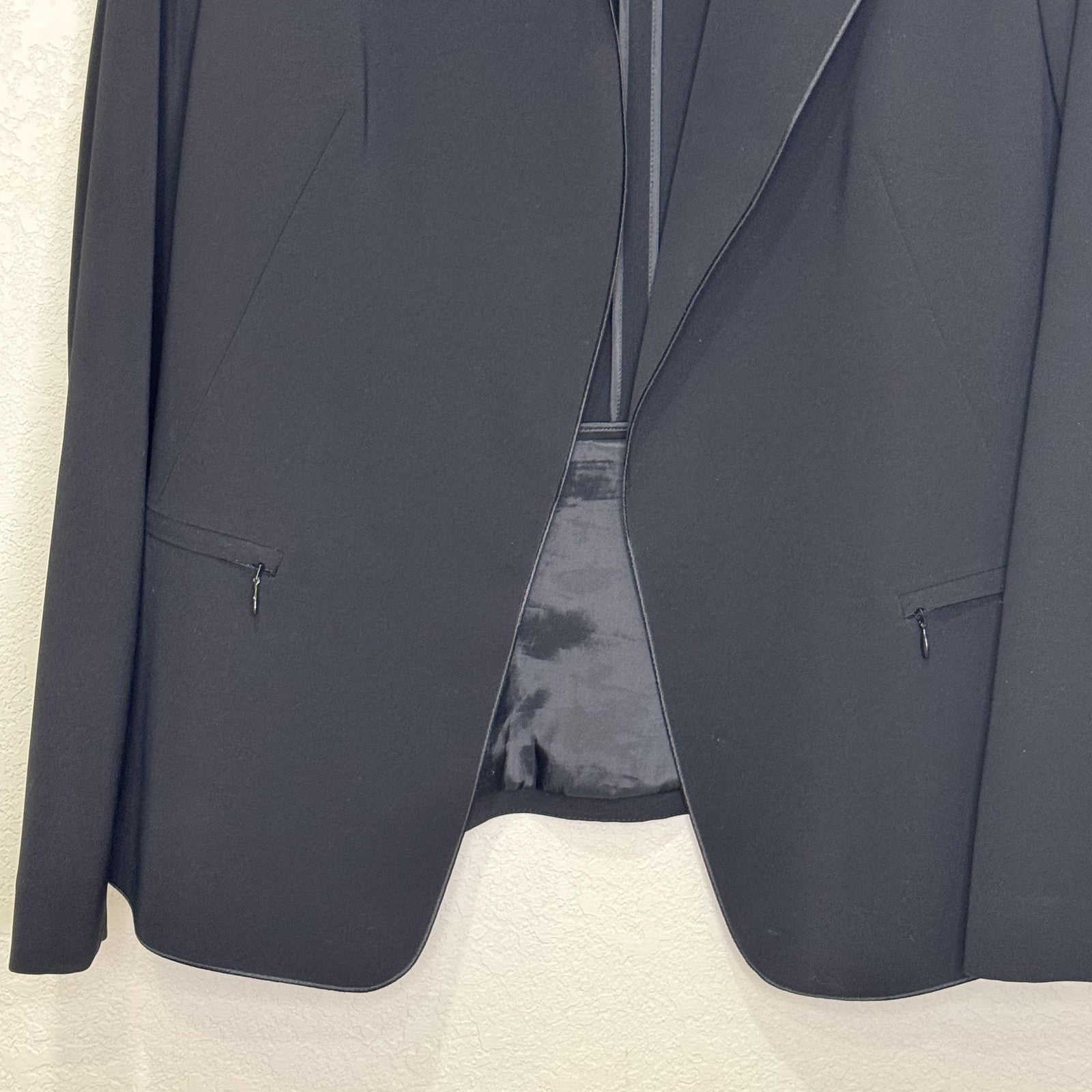 Lafayette 148 New York Open Blazer Size 10 Black Peplum Jacket Career Office