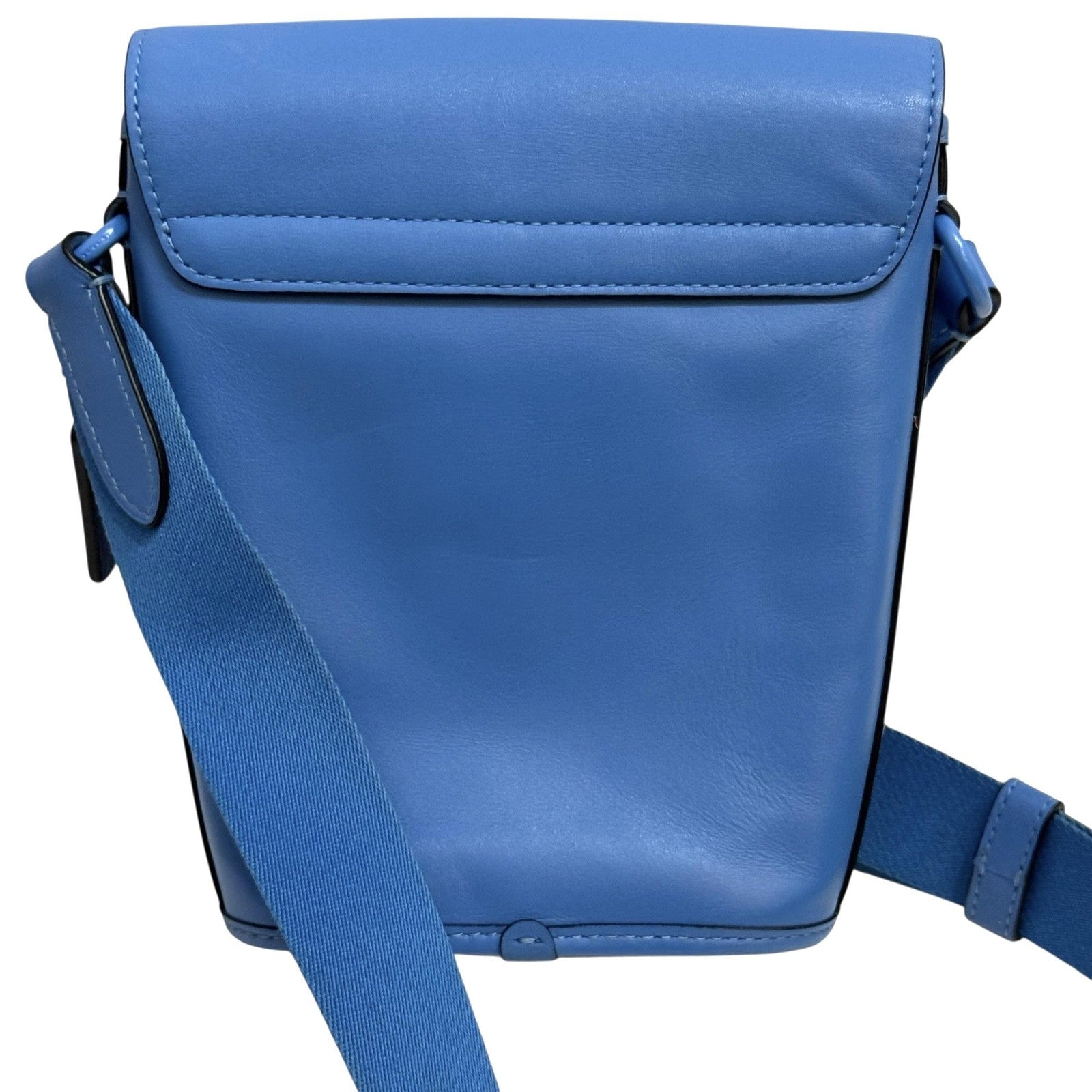 Coach Blue Crossbody Bag Leather Flap Messenger Modern Urban Adjustable Strap