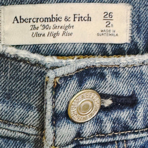 Abercrombie Blue The 90's Straight Ultra High Rise Jeans Size 26