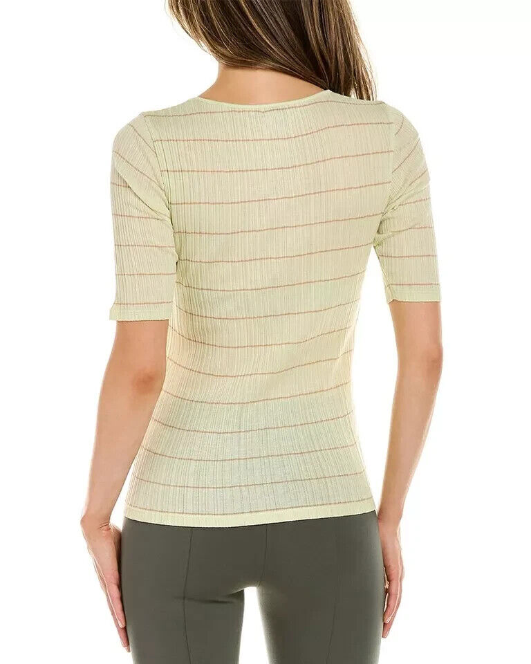 Vince Lightweight Green Striped Rib Square Neck Top Size Medium NEW $145