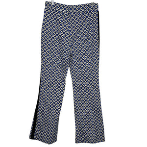 Anthropologie Maeve Ponte Flair Pants Size Medium Blue Black White Geometric