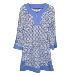 Cabana Life Blue Tile Print Swim Cover Up / Dress Size Small