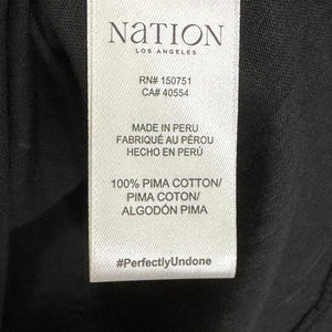 Nation Los Angeles Lian Shirt Small Black Pima Cotton Long Sleeve Notch V Neck