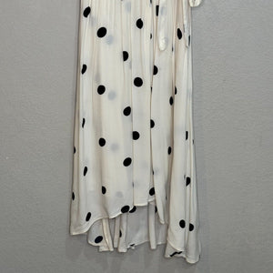 Anthropologie Maeve Black White Breanna Polka Dot Wrap Midi Dress Size 4