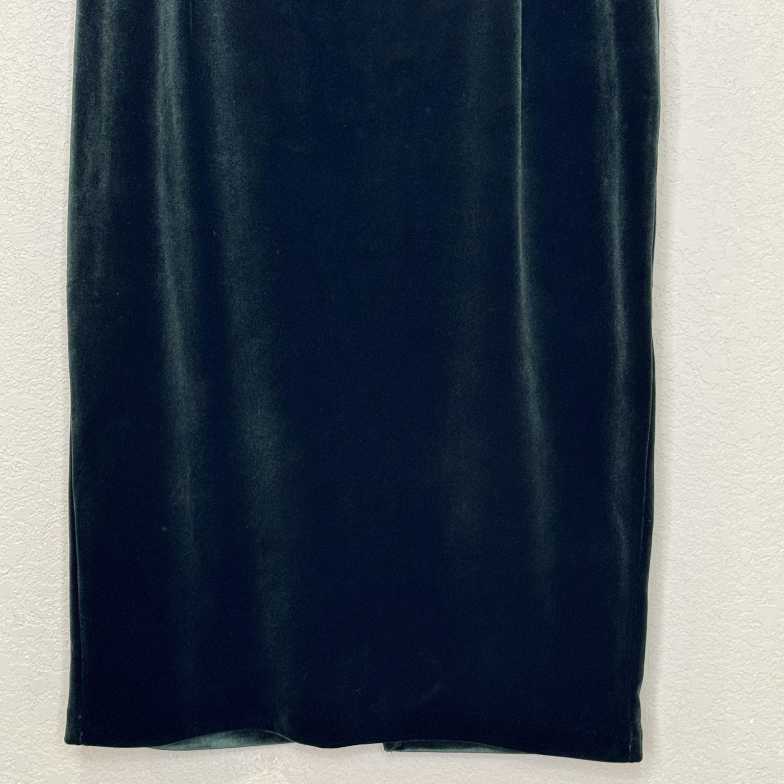 Express Dress Womens XS Green Velvet Strapless Midi Cocktail Formal Slit Party