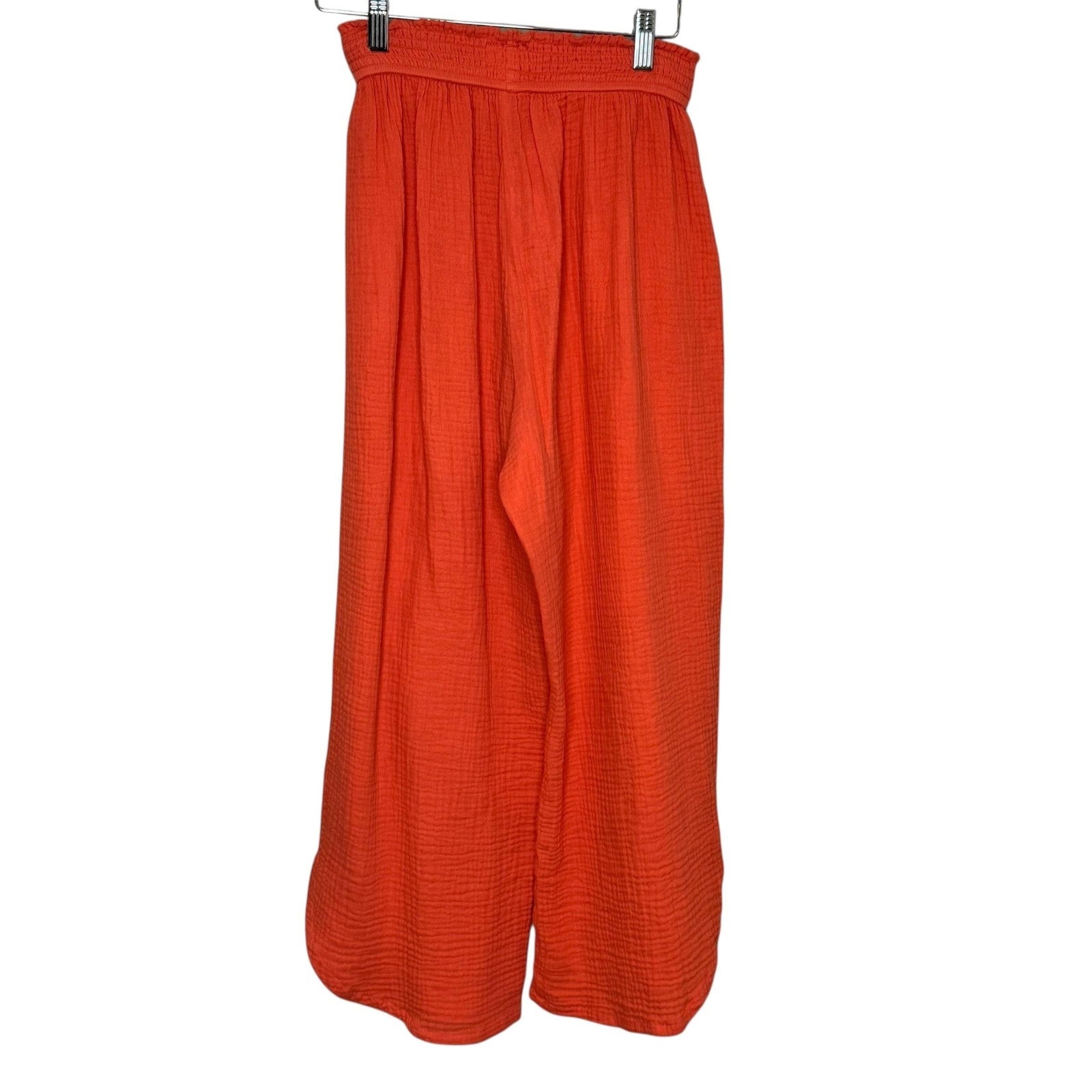 Marine Layer Pants Womens Medium Orange Gauze Wide Leg Flowy Elastic Waist 14193