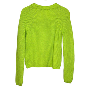 525 Jane Sweater Size Small Citron Bright Lime Green 100% Cotton Rib Crewneck