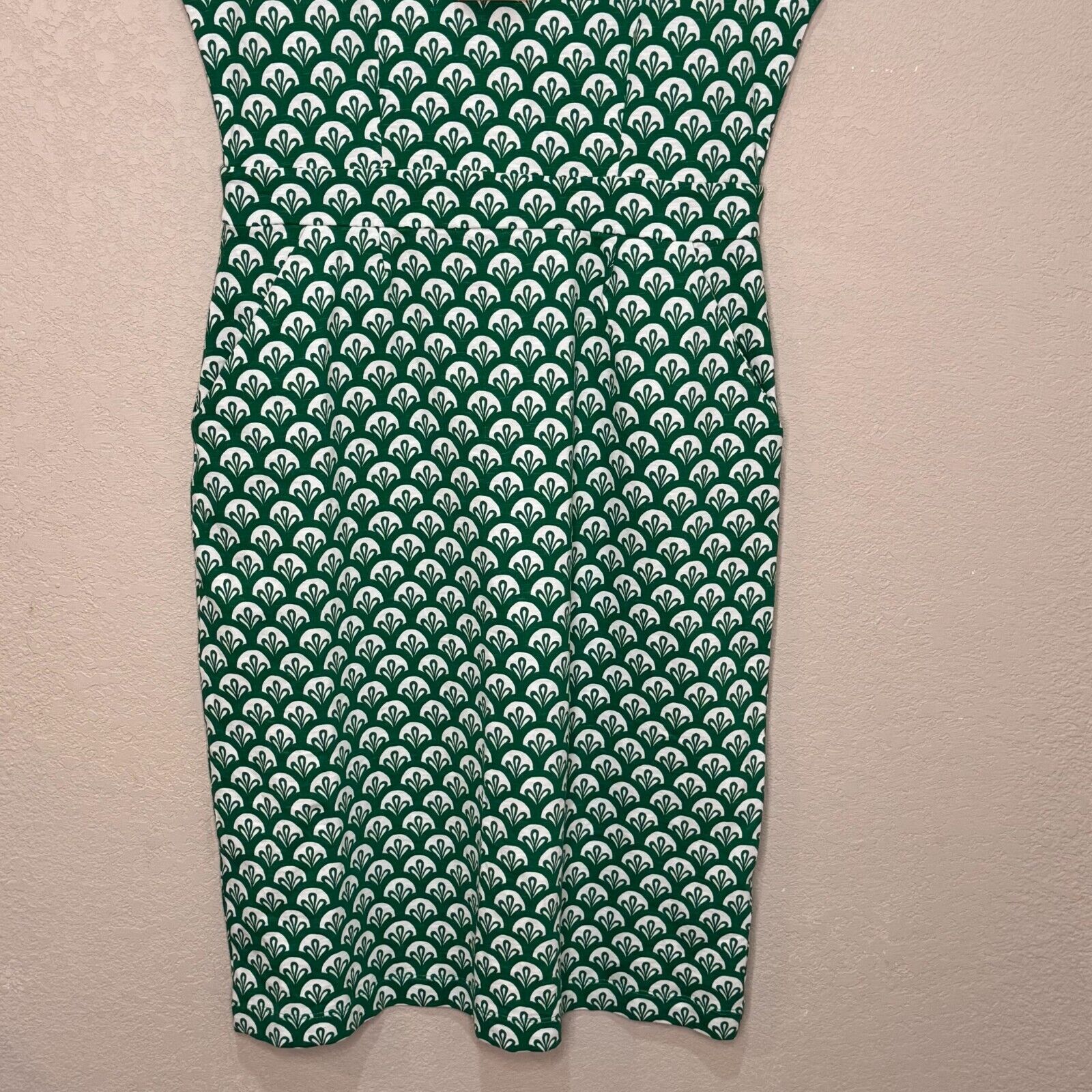 Boden Florrie Floral Jersey Dress Size US 8 L Green Tambourine Foliage Geo NEW