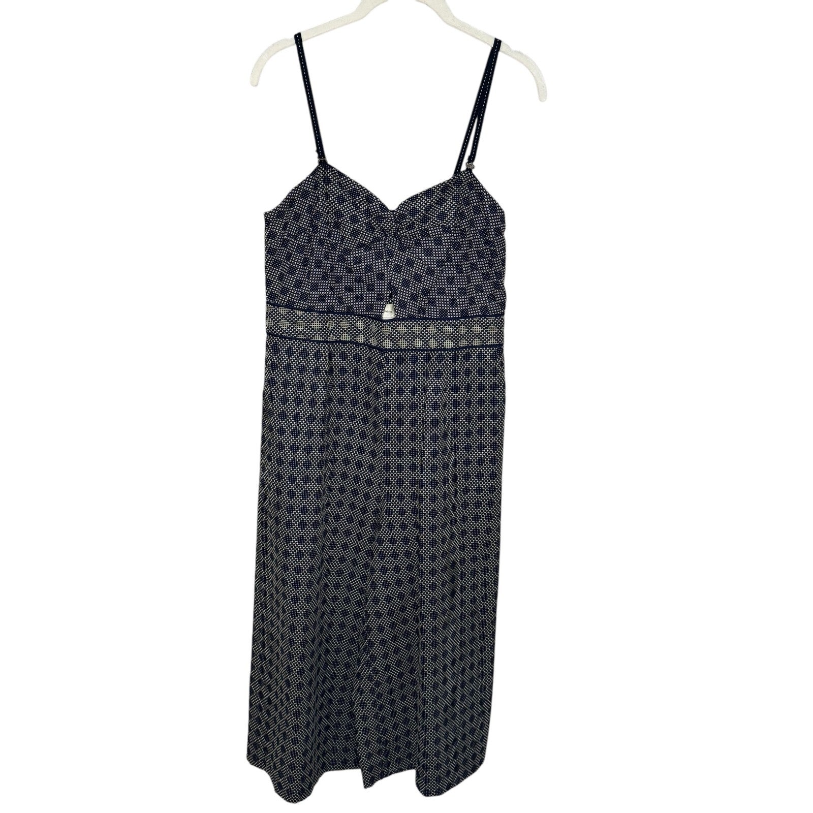 Anthropologie elevenses Remy Jumpsuit Size 6 Navy Blue Print Sleeveless Cotton