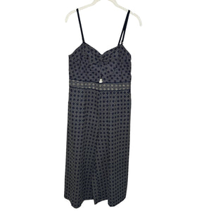Anthropologie elevenses Remy Jumpsuit Size 6 Navy Blue Print Sleeveless Cotton