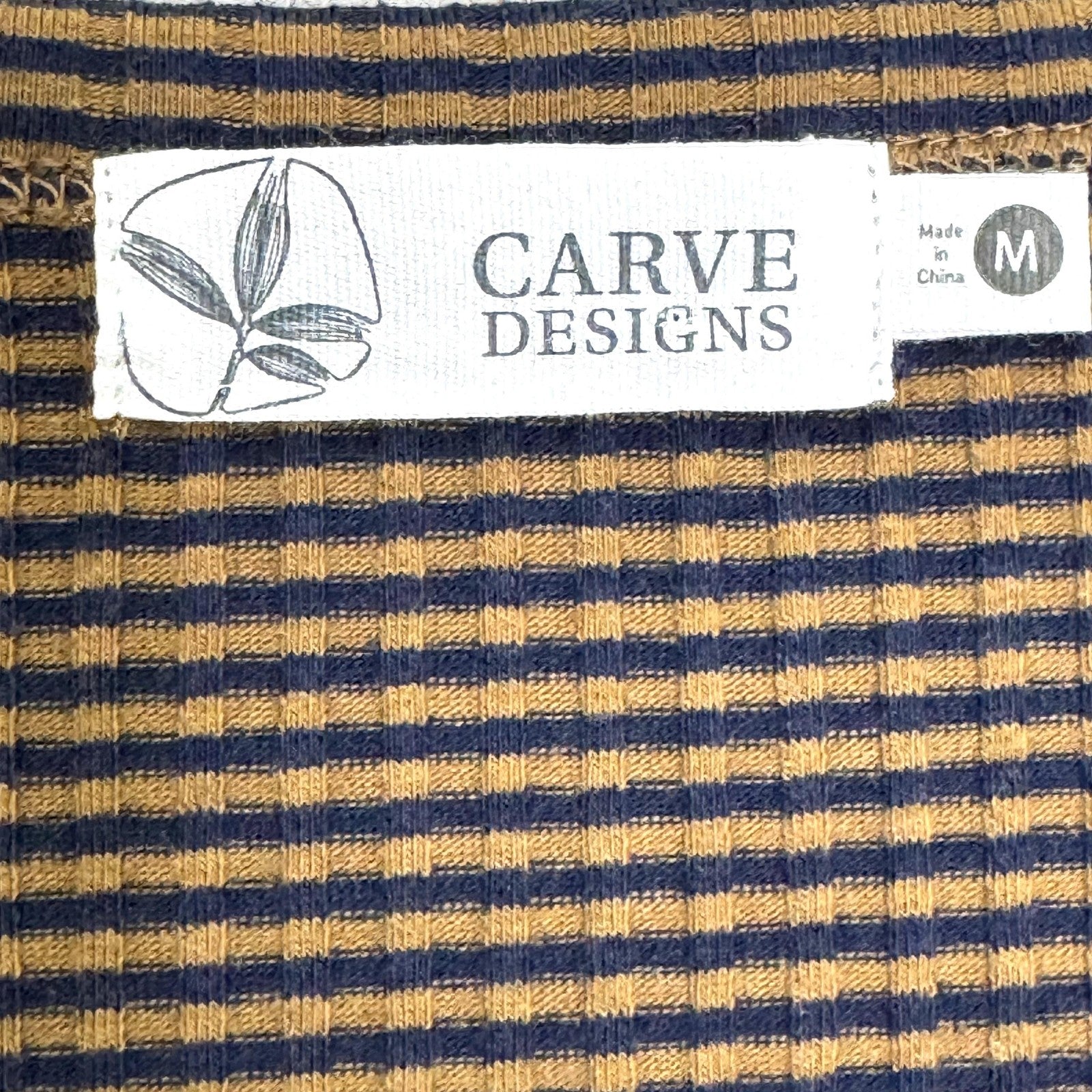 Carve Designs Emma Top Womens Medium Brown Cocoa Mini Stripe Long Sleeve Henley