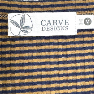 Carve Designs Emma Top Womens Medium Brown Cocoa Mini Stripe Long Sleeve Henley