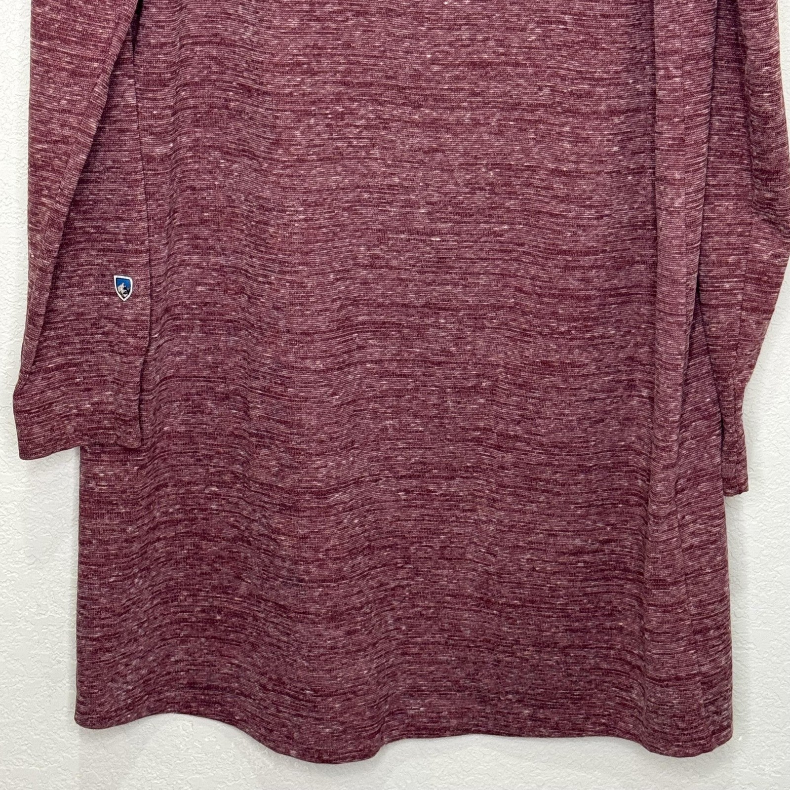 Kuhl Hooded Tunic Dress Womens Large Maroon Heather V Neck Long Sleeve Pullover