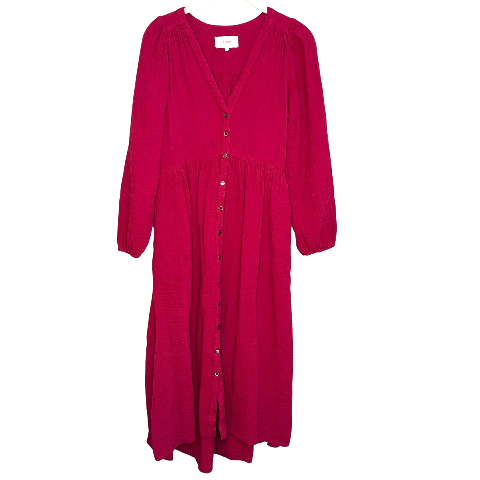 Xirena Cranberry Pink 100% Cotton Gia Midi Dress Size XS $297