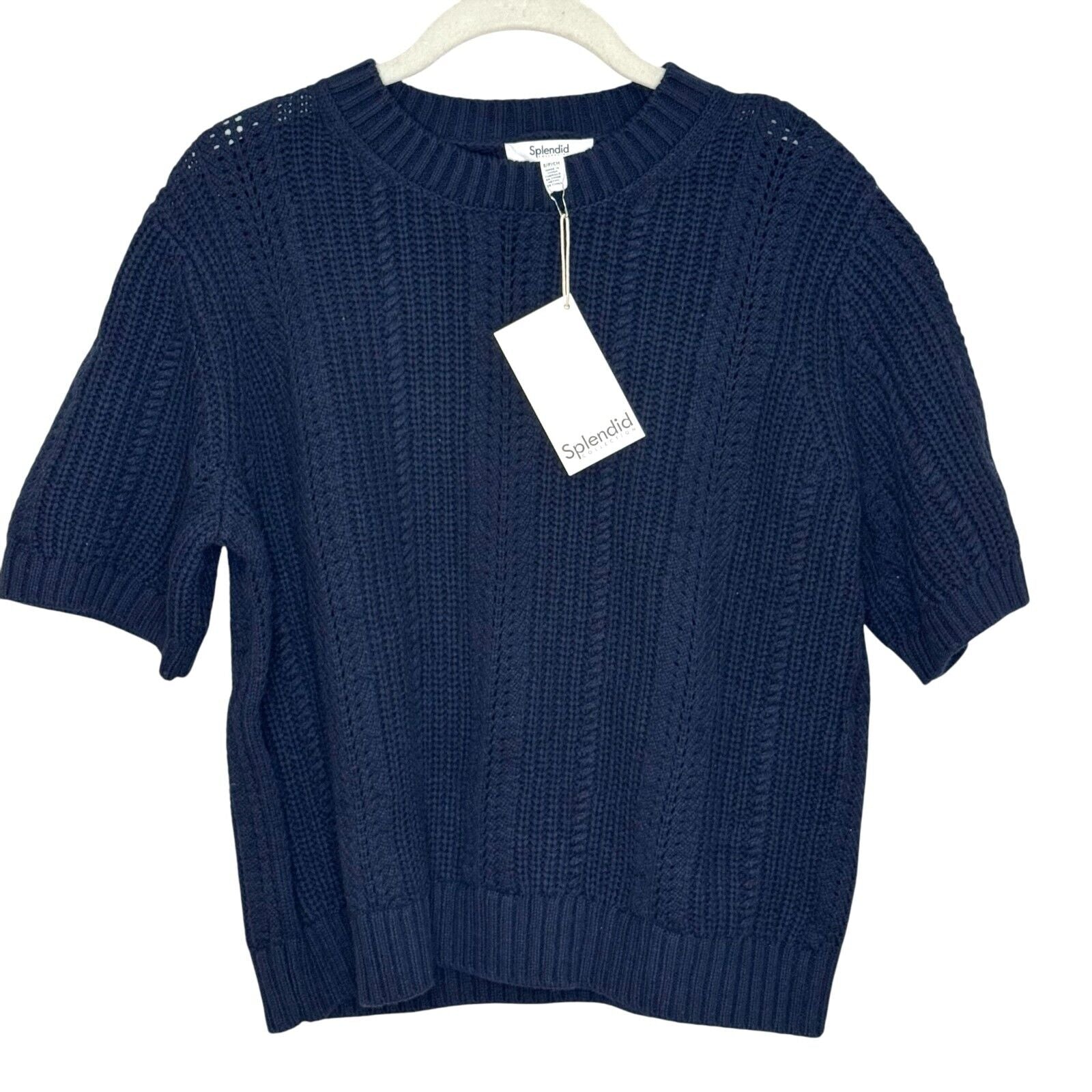 Splendid Lizzie Sweater Size Small NEW $128 Navy Blue Short Sleeve