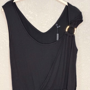 Biacci Black Gold Ring Ruched Knit Dress Size Medium NEW $105