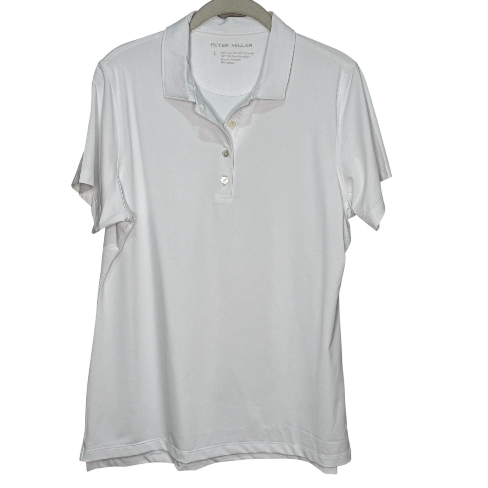 Peter Millar Women's White Golf Polo Shirt Size Large SPF 50 Golf Tennis