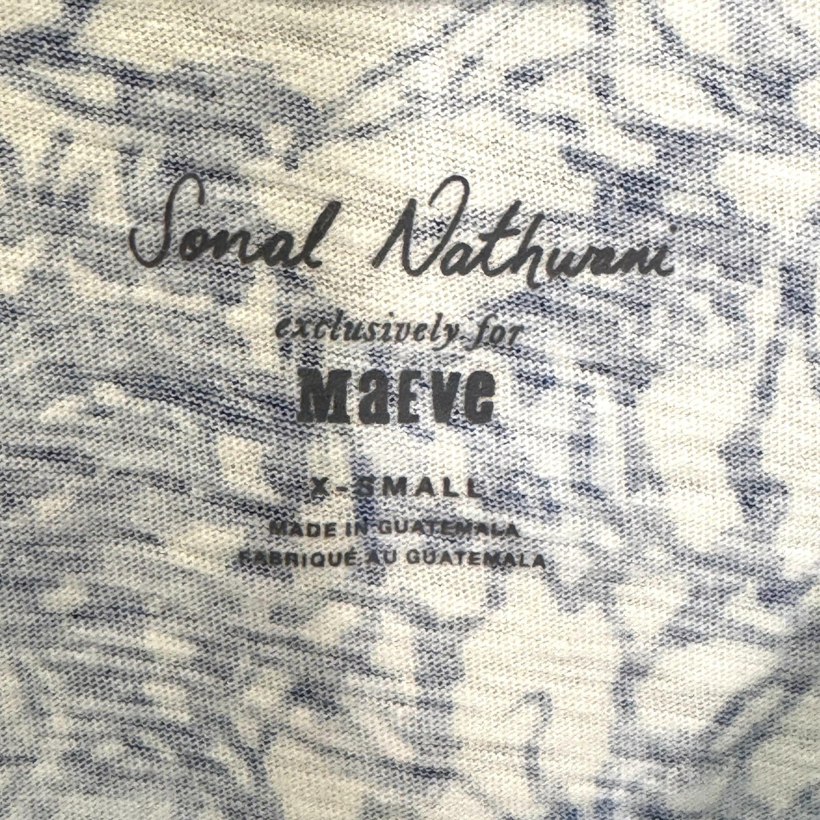 Maeve Sonal Nathwani Shirt Womens XS White Blue Floral Print Long Sleeve Cotton