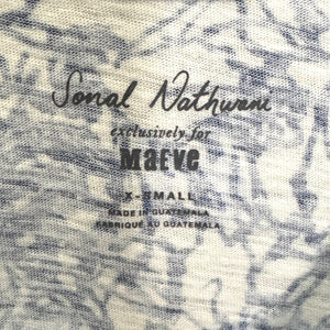 Maeve Sonal Nathwani Shirt Womens XS White Blue Floral Print Long Sleeve Cotton