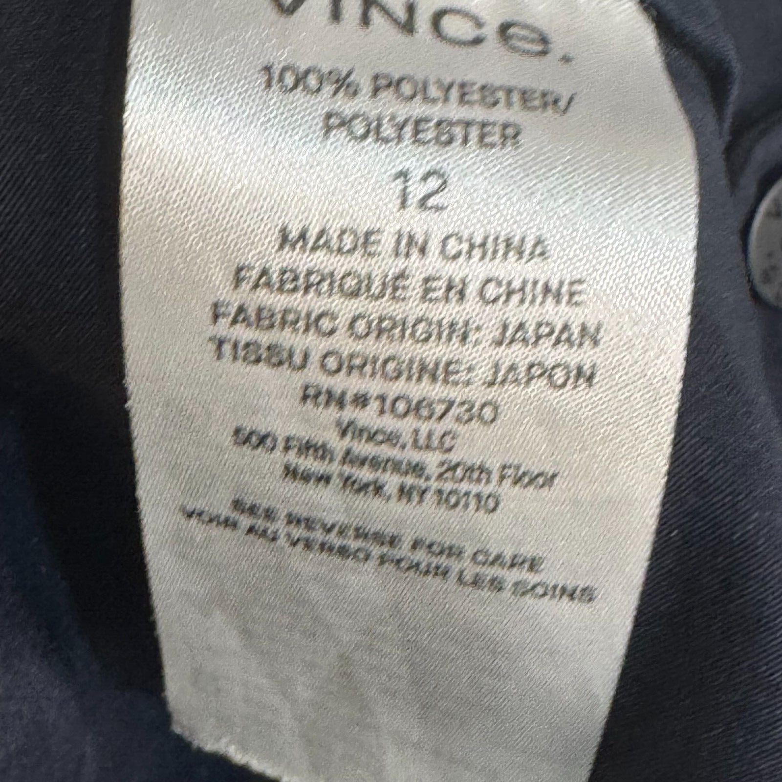 Vince Black Pants Size 12 Tapered Ankle Career Work Pant