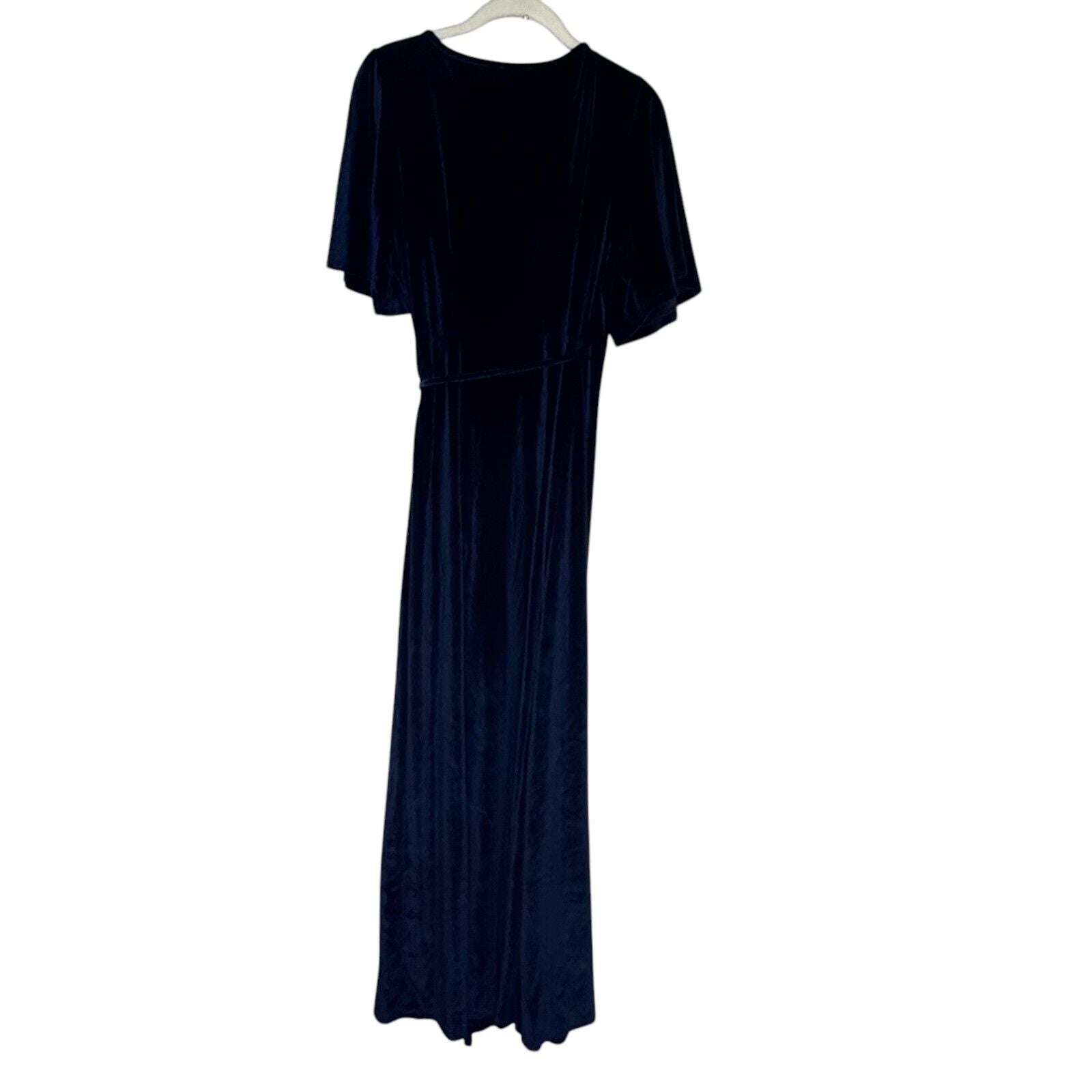 Baltic Born Blue Velvet Maxi Dress Size Large Short Sleeve Wrap