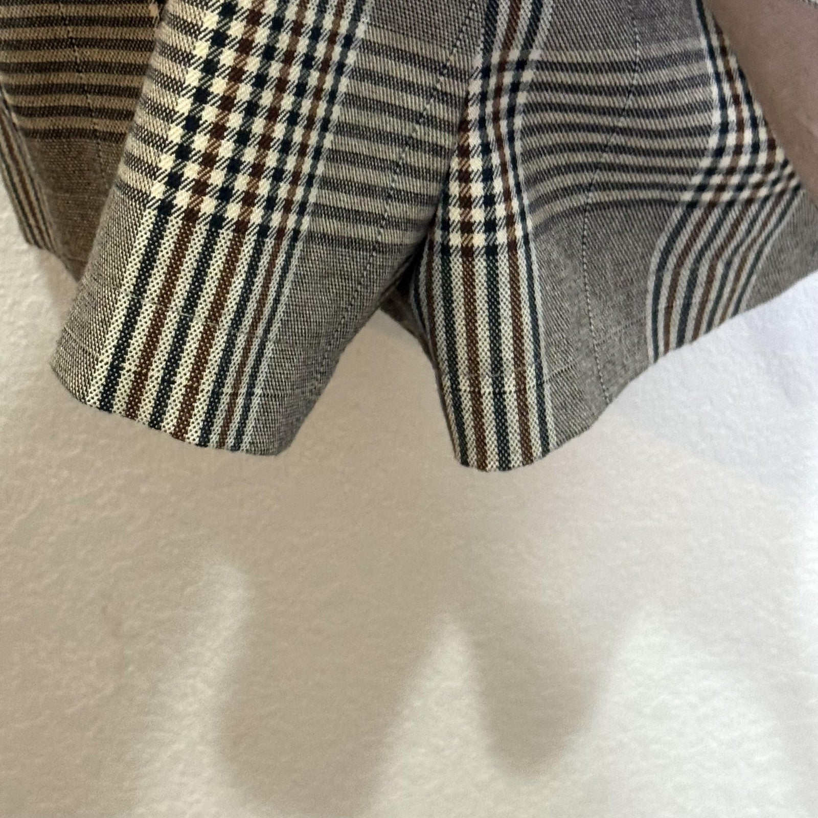 Urban Outfitters Cassidy Shorts Romper Medium Brown Plaid Square Neck