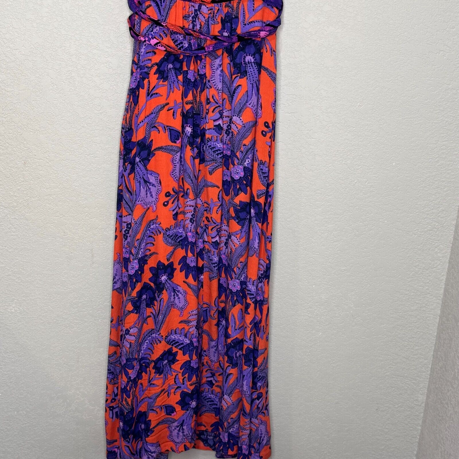 Anthropologie Maeve Macie Maxi Dress Size 4 Red Purple Floral Sleeveless Belted