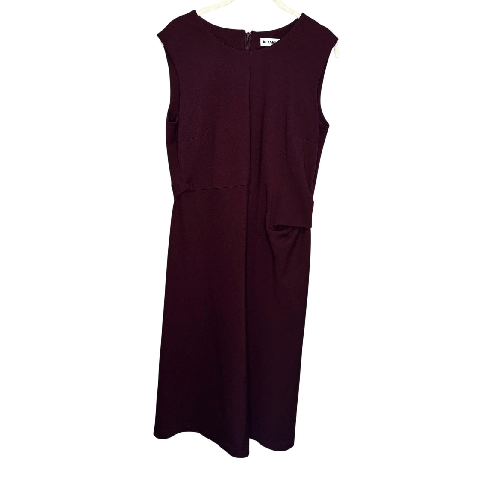 Jil Sander Dress Womens Medium Burgundy Sleeveless Midi Made Italy Modal Blend