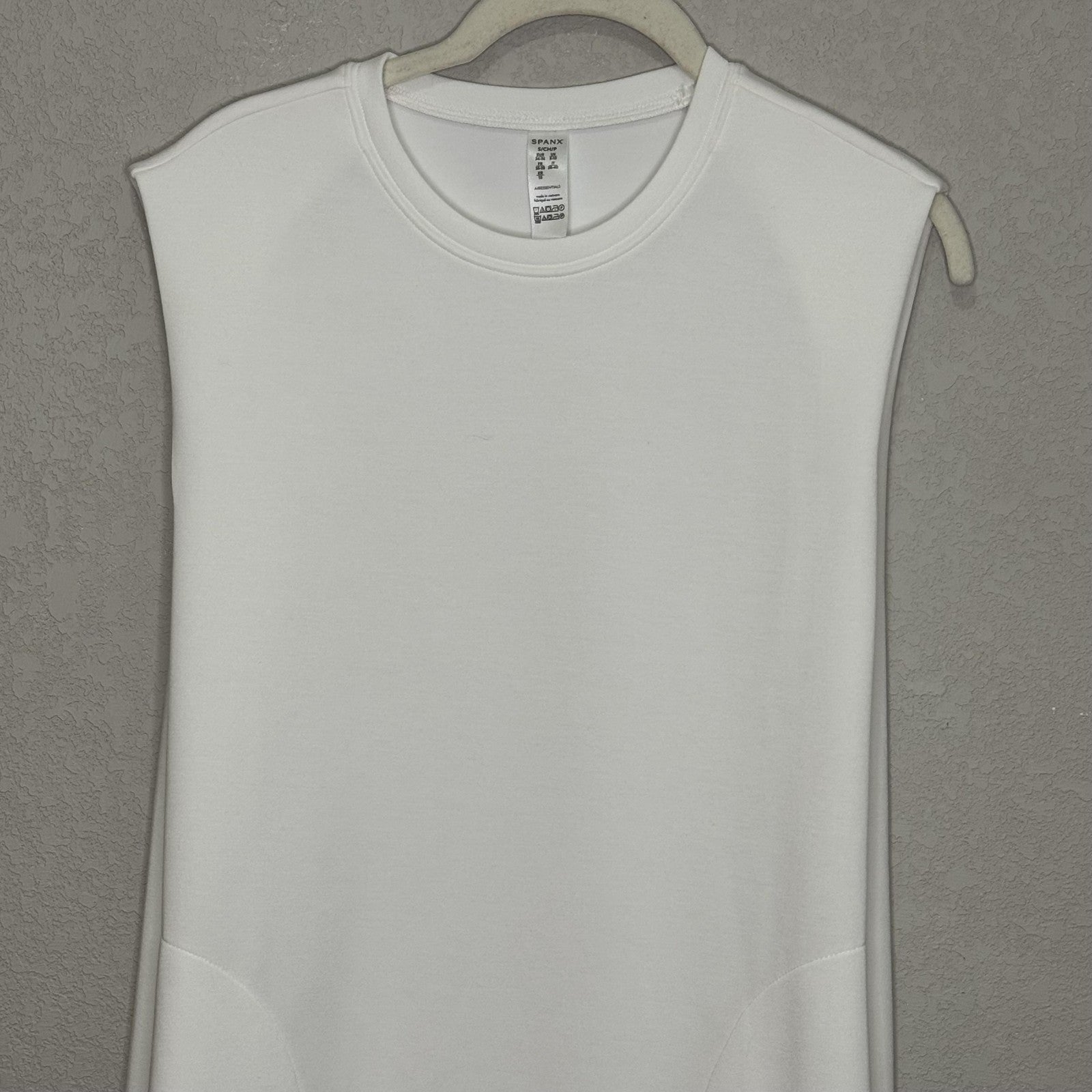 Spanx Dress Womens Small White AirEssentials Sleeveless Midi Pockets Minimalist