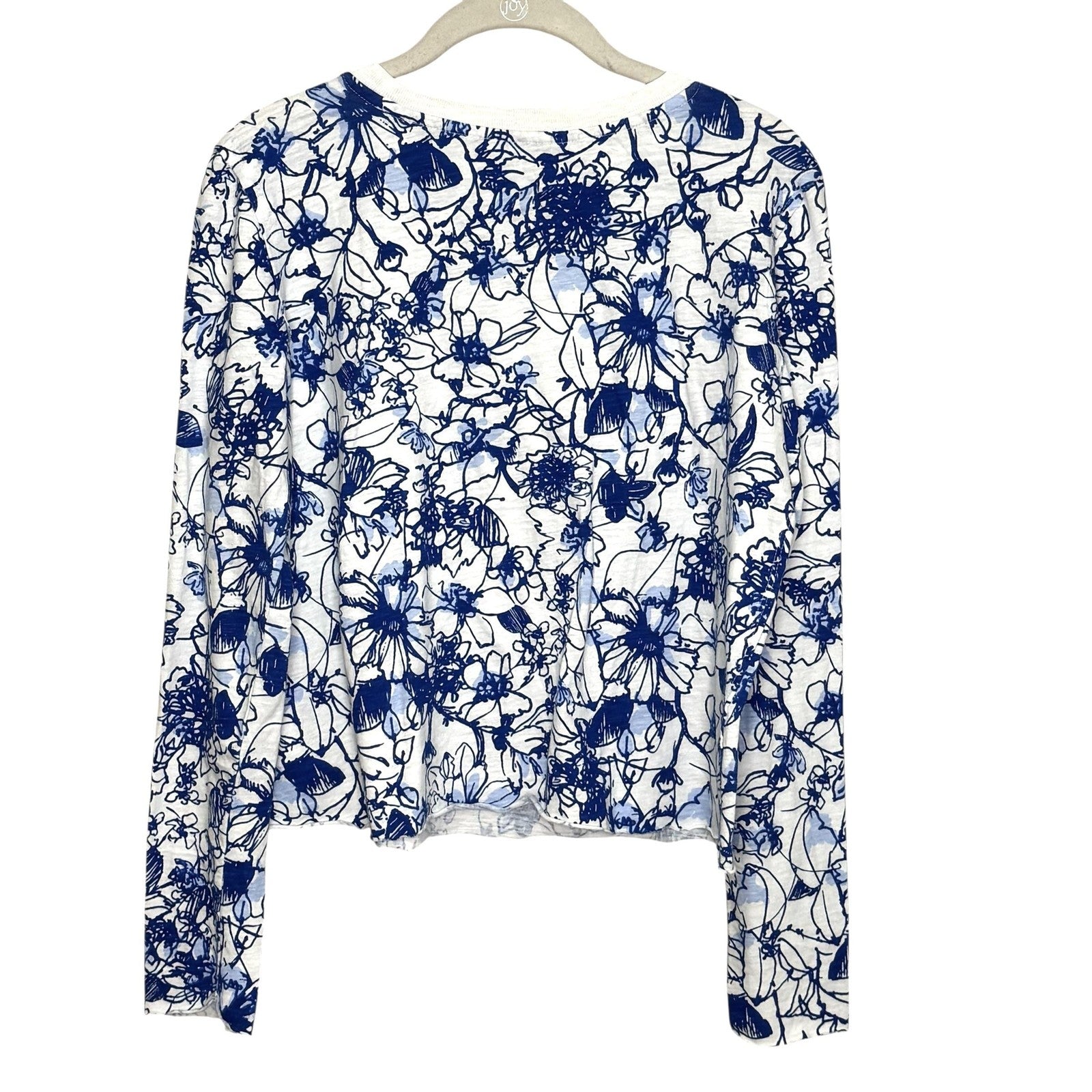Maeve Sonal Nathwani Shirt Womens XS White Blue Floral Print Long Sleeve Cotton