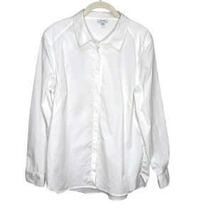 Cuyana White Shirt Size Large Long Sleeve Button Down 96% Cotton, 4% Elastane