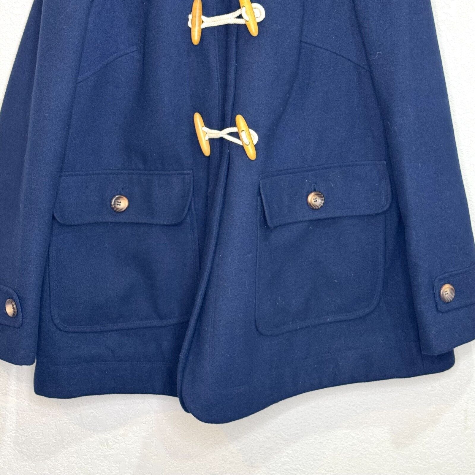 ASOS Peacoat Jacket Womens Size 10 Navy Blue Hooded Farrah Poppleton Wool