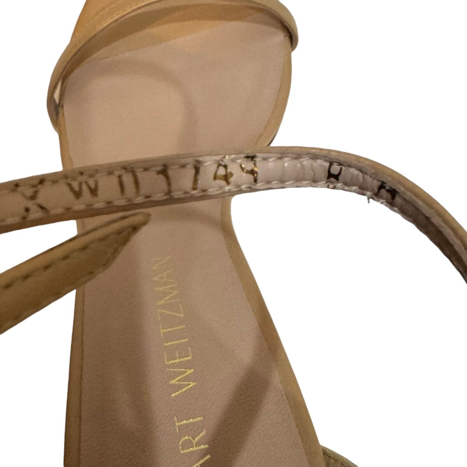 Stuart Weitzman Adobe Beige Nudistrong Strap Sandal Heels Size 8 $475