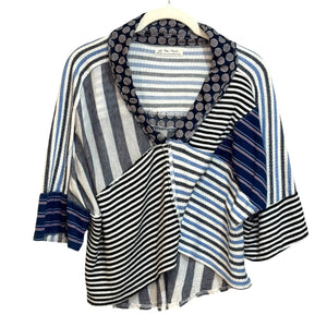 Free People The Stripe Is Right Top Blue Mix Print Size XS