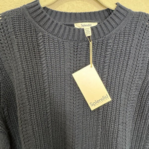 Splendid Lizzie Sweater Size Small NEW $128 Navy Blue Short Sleeve