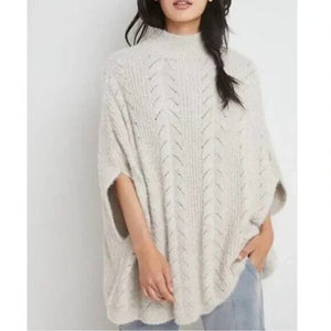 Anthropologie Akemi + Kin Rosie Pointelle Sweater Cape Poncho One Size NEW $118