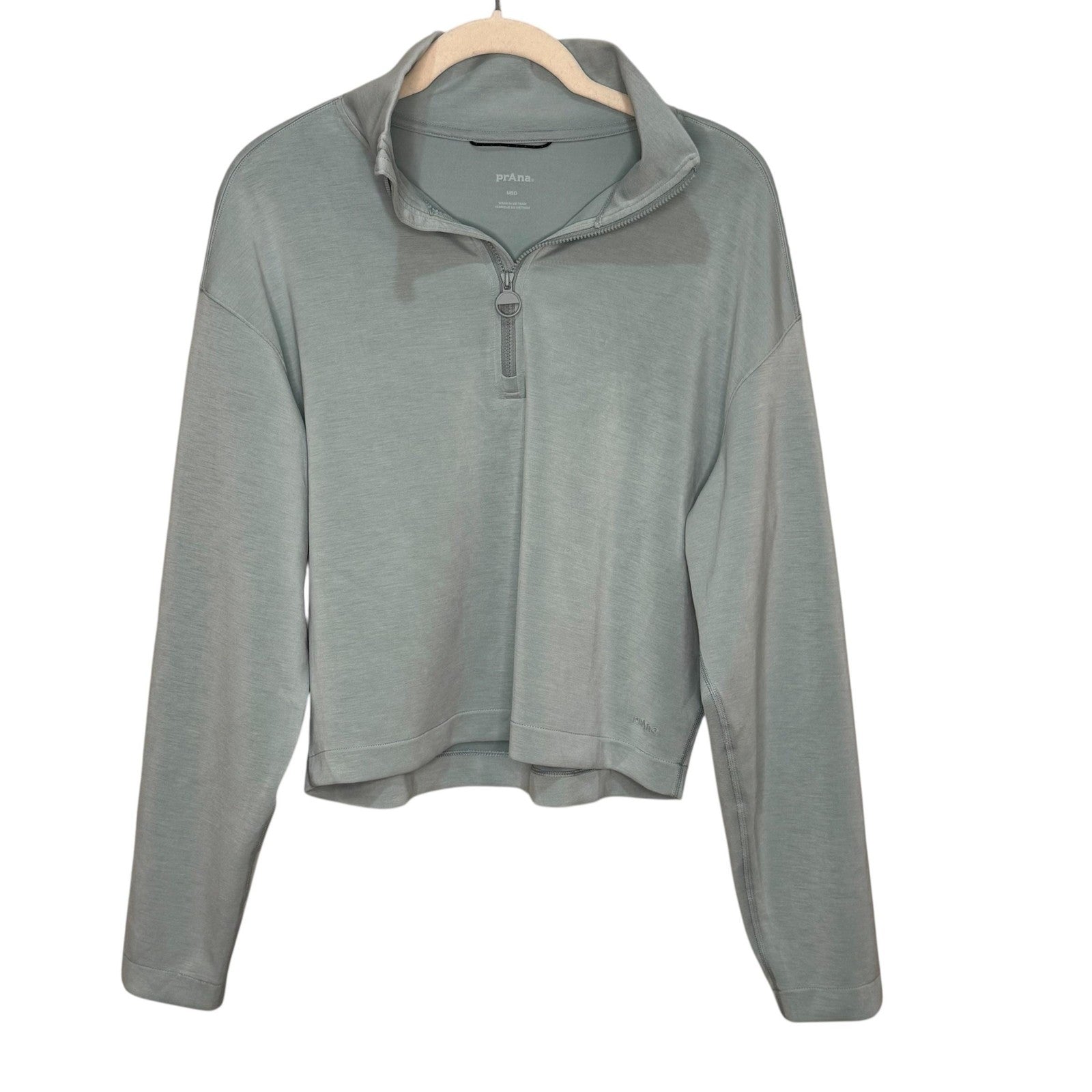 prAna Pullover Size Medium Green Shea Half Zip Stretch Athletic Long Sleeve Top