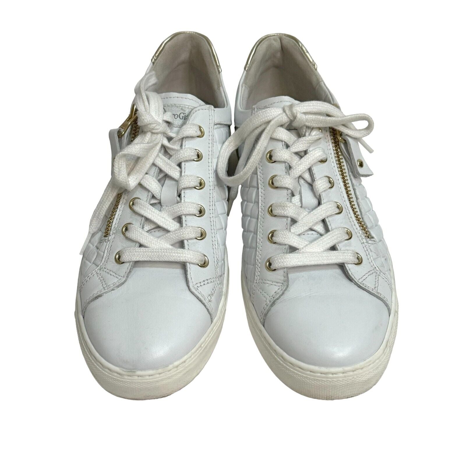 NeroGiardini White Basketweave Side Zip Sneaker Size US 8 (38)