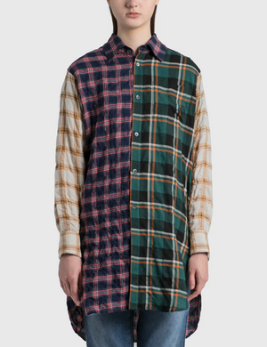 LOEWE Plaid Patchwork Check Long Shirt Tunic / Dress Size XXS (FR 32)