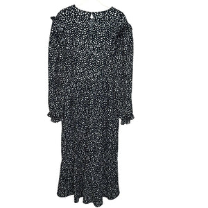 Mango MNG Black White Long Sleeve Maxi Dress Size 8