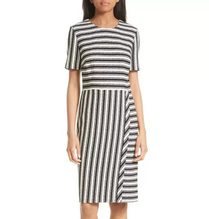 HUGO BOSS NEW Haripela Stripe Ribbed Knit Stretch Sheath Dress Size 6 $545