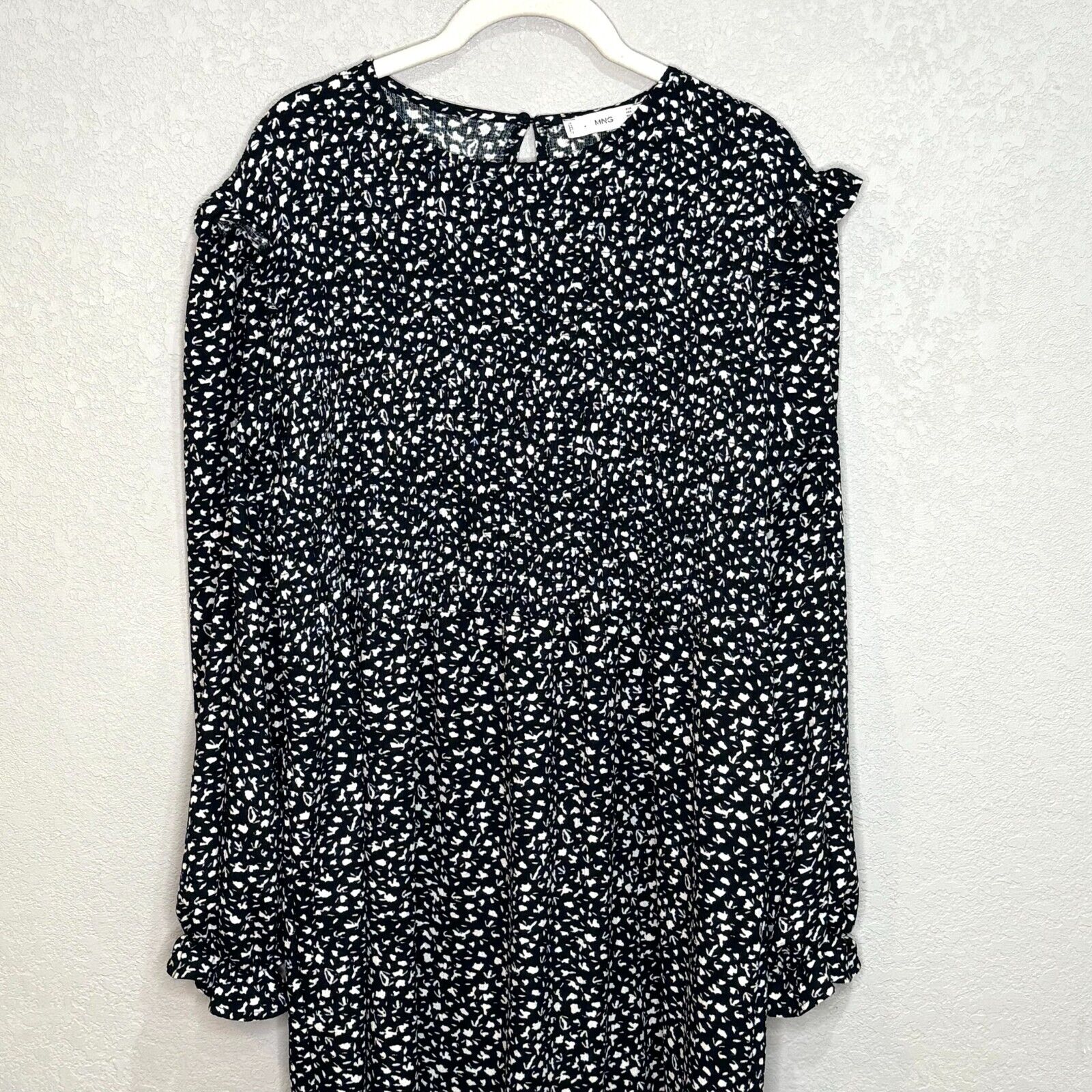 Mango MNG Black White Long Sleeve Maxi Dress Size 8