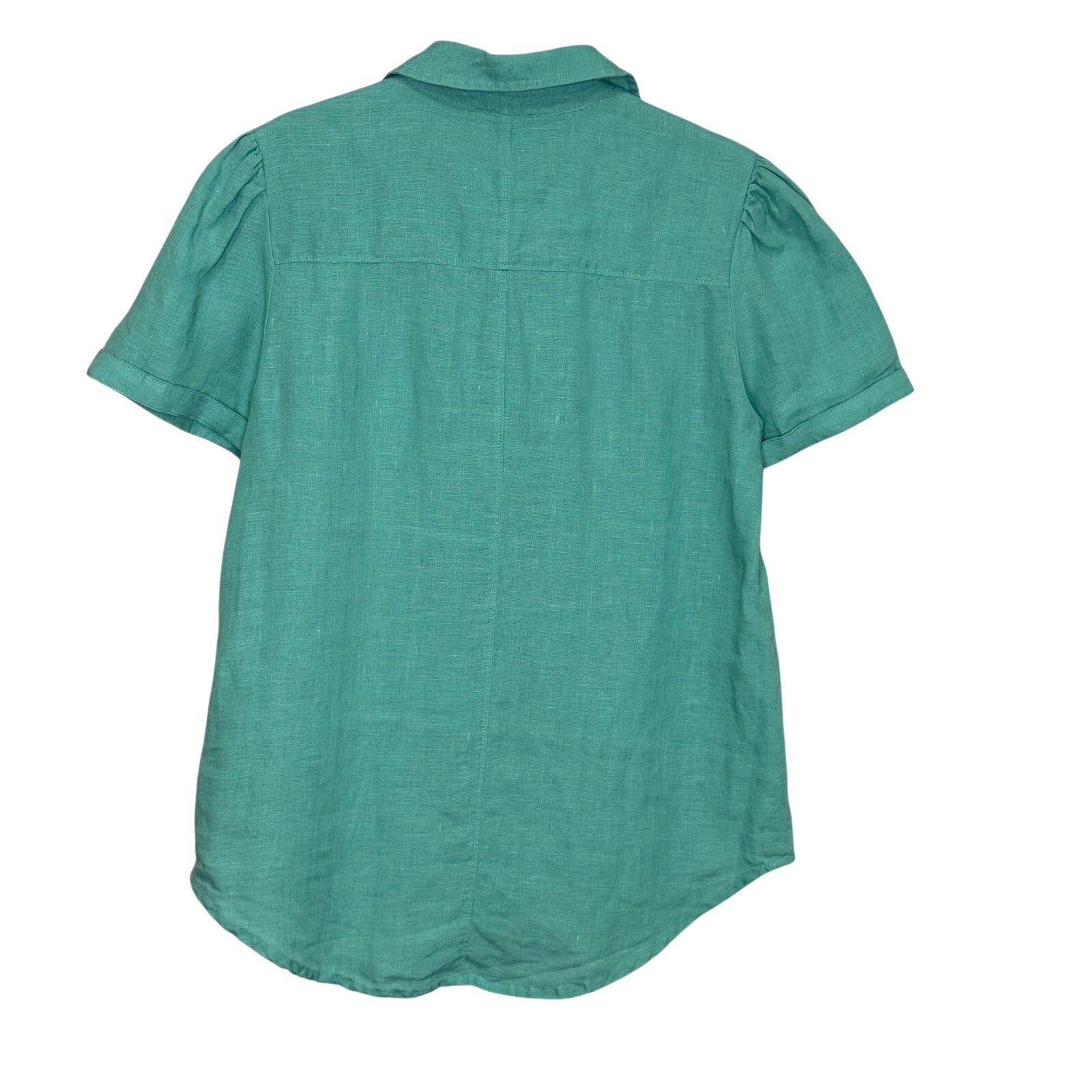 Sundance Top Size XS Blue Linen Short Sleeve Button Up