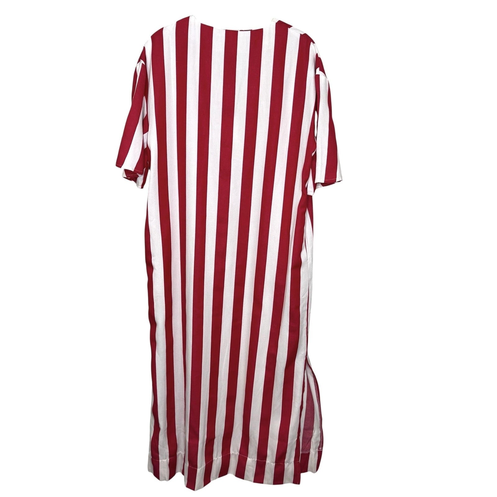 Pomander Place Dress Womens Small Striped Split Neck Pocket Midi Casual Summer