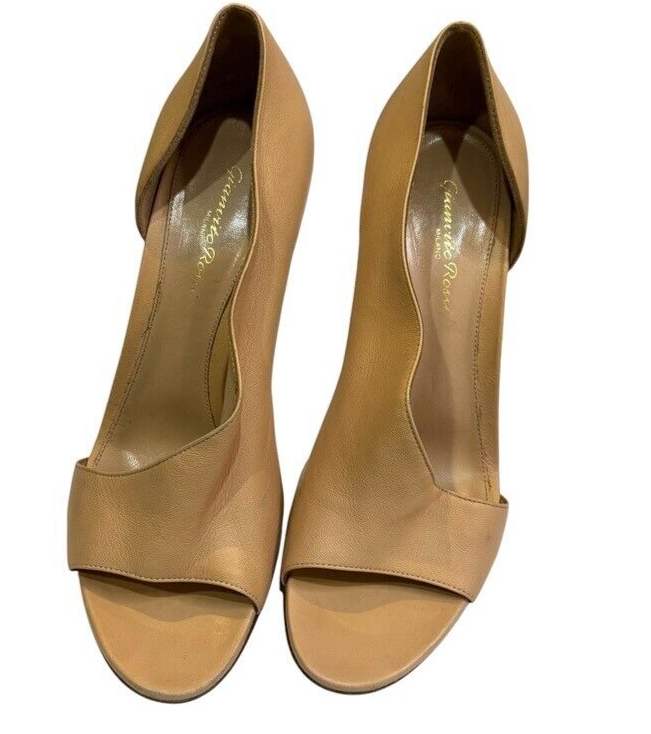 Gianvito Rossi Demi Leather Open Toe Heels Sandals Nude Size 10 (40 EU)