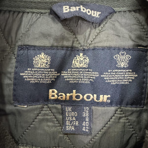 Barbour Quilted Jacket Womens 8 Olive Green Polarquilt Utility 4 Pocket Zip Snap
