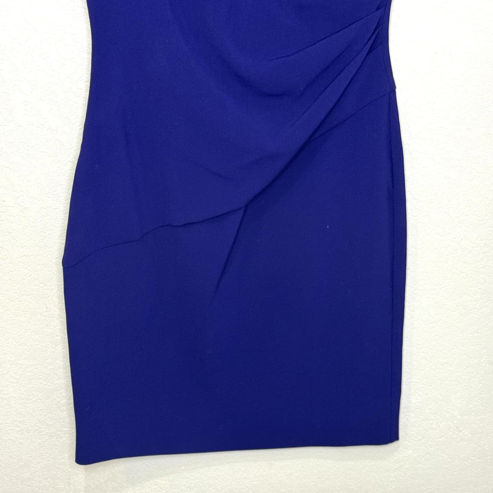 Diane von Furstenberg Dress Womens 12 Blue V Neck Sleeveless Sheath Ruched Lined